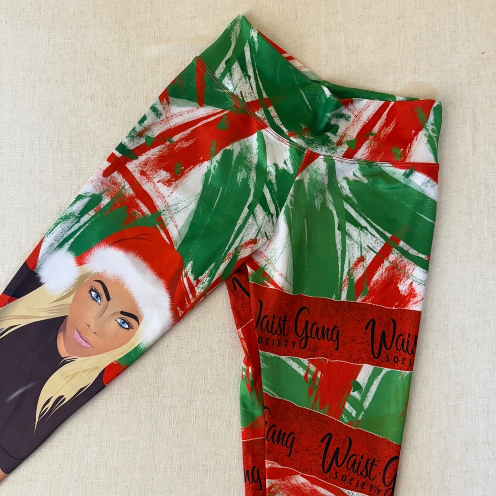Premadonna Ann Chery Waist Gang Society Christmas Leggings‎ Red Green One Size - Picture 4 of 8